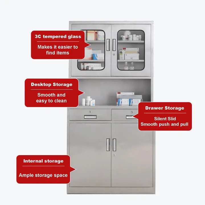 two-door stainless steel medical cabinet