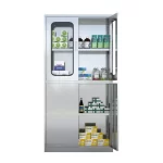 glass top and stainless steel bottom medicine cabinet