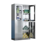 glass top and stainless steel bottom medicine cabinet