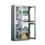 upper and lower glass stainless steel medicine cabinet