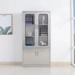 upper glass lower stainless steel filing cabinet