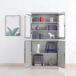 upper glass lower stainless steel filing cabinet